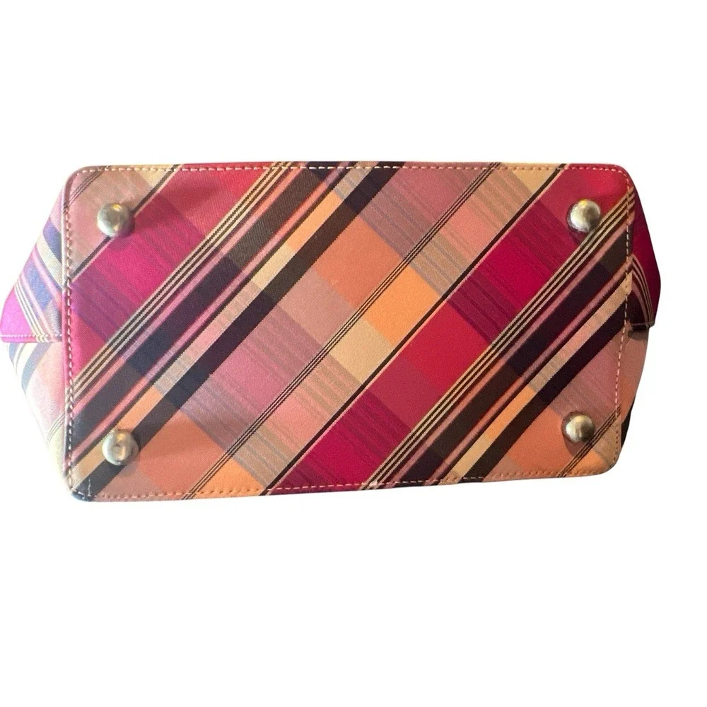 Kate Spade New York Plaid Stripe Tote Bag Pink Multicolor‎ Shoulder Ba